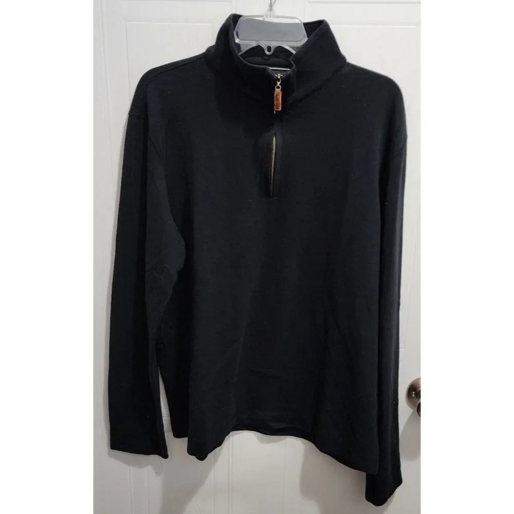 Banana Republic Black 1/4 Zip Pull Over‎ Long Sleeve Sweater Size XL 94% Cotton